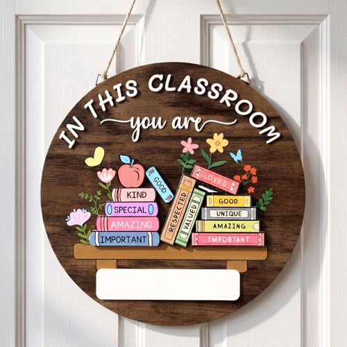 Unittype 7.9" Classroom Teacher Door Sign with Desk Stand Erasable Marker