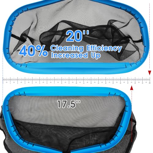 Image of TidyMister 20'' Self-Repair Pool Skimmer Net Pool Cleaning Net with Heavy Duty Nylon Mesh, Aluminum Frame, Deep Debris Bag, for Above Ground Pool In-ground Pool Leaf Rake Net (Without Pole)