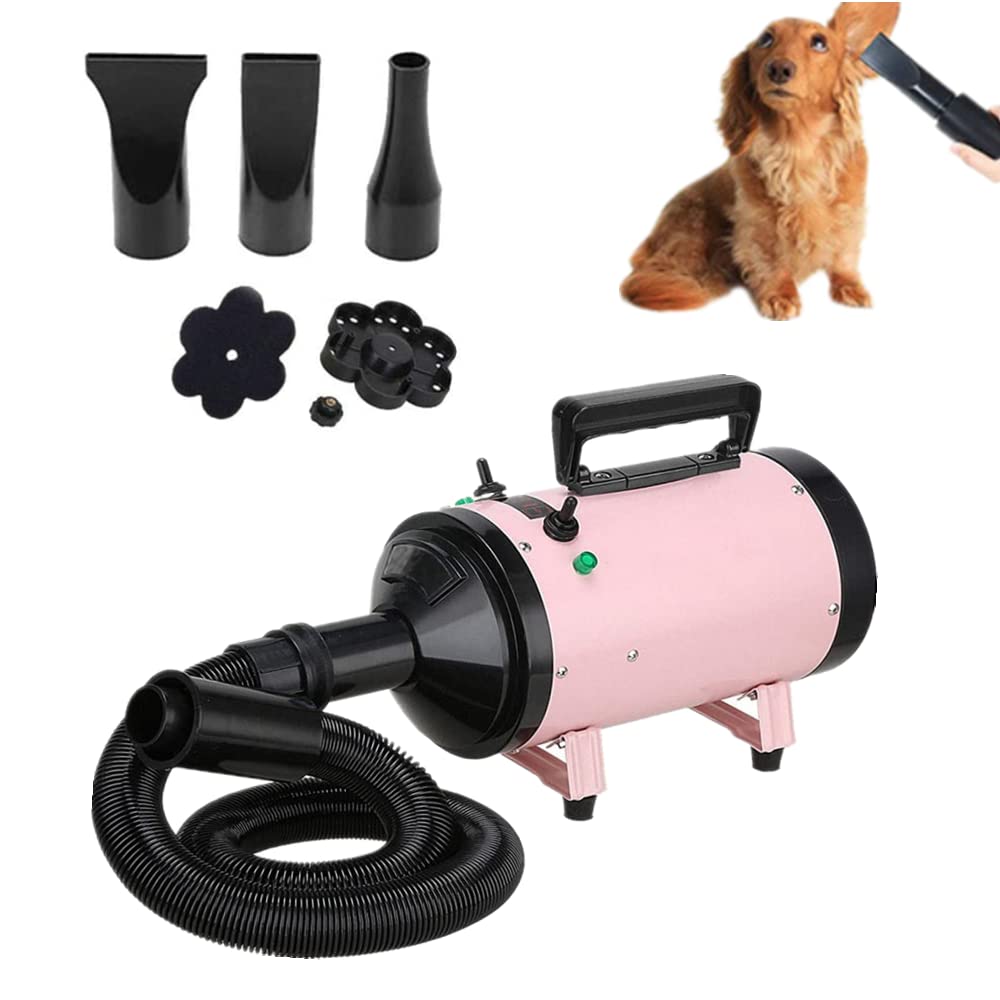 Qimu 2800W Speed Dog Hair Dryer Dog Cat Pet Grooming Hair Blaster Hairdryer Metro Blower Dryer Motorcycle Power Dryer Adjustable Temperature,3 Nozzles + Flexible Hose