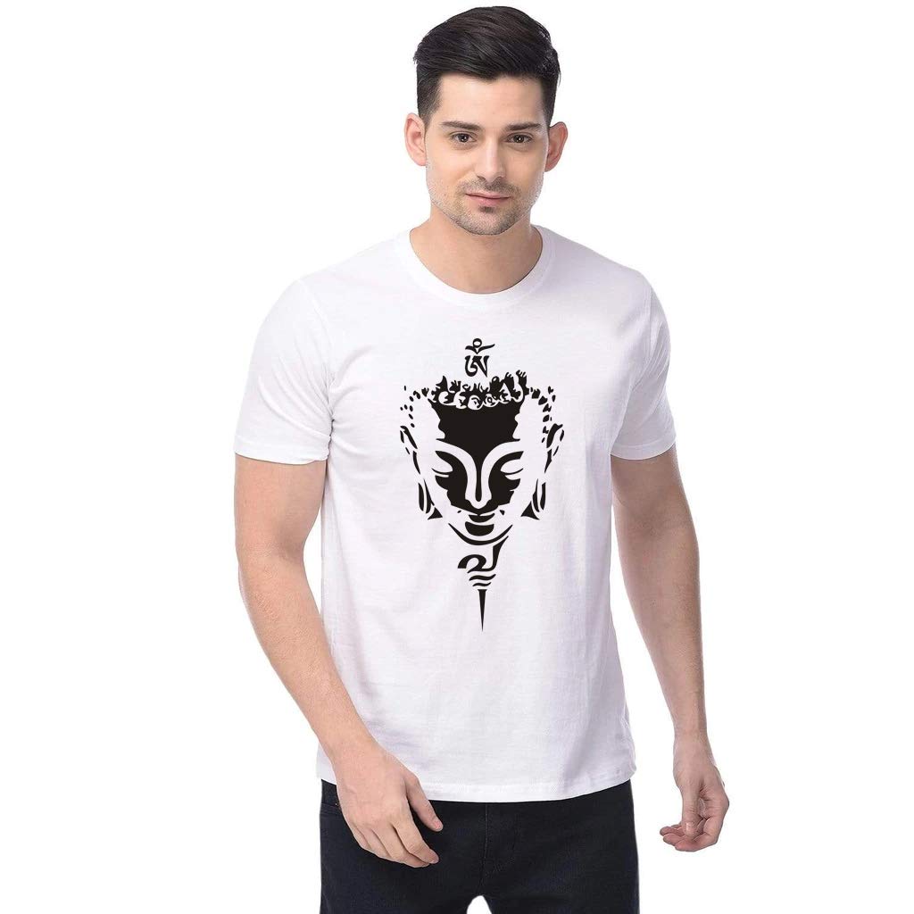Threadmonk Men's Regular Fit T-Shirt (buddha-White-XXL_White_2XX Large)