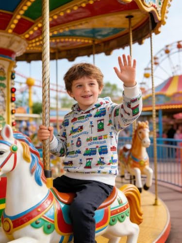 Image of Akyzic Baby Boys Dinosaurs Hoodie Boys Shark Pullover with Pocket Kids Truck Warm Sweatshirt Sweater