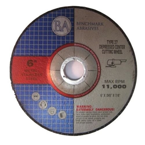 Benchmark Abrasives 6" Aluminum Oxide Depressed Center Thin Cut Off Wheel .045" Thick 7/8"Arbor, Metal Cutting Grinding Wheel, Angle Grinding Cutting Wheel - 100 Pack #TOP15