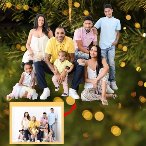 Custom Photo Ornament - Upload Any Image for Personalized Christmas Family Ornament - Funny Xmas Gifts for Family Members, 2D Shape Flat Design