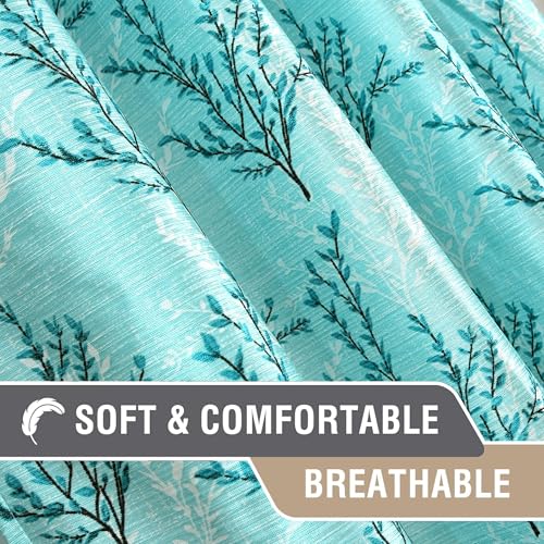Image of Cortina Polyester 75% Blackout Curtains Set of 2 Floral Print | Grommet Eyelet Window Curtains for Living Room, Bedroom & Kids Room | Light Filtering Drapes for Privacy (Blue, 5 FT)