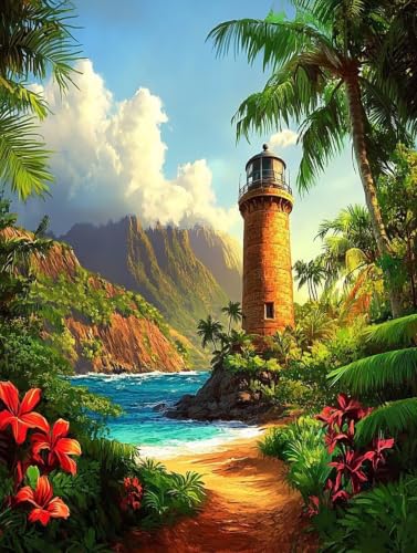 Peinture Diamant Paysage Phare pour sublimer la décoration murale de votre salon