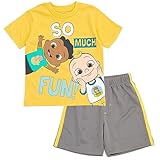 CoComelon JJ Cody Toddler Boys T-Shirt and Mesh Shorts Outfit Set Yellow/Silver 2T
