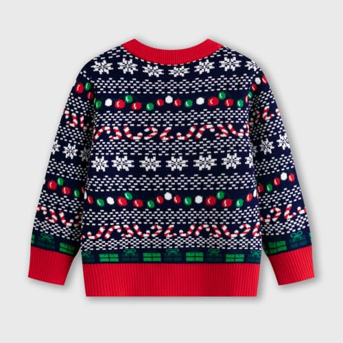 Image of Ugly Christmas Sweater Kids Girls Boys Reindeer Snowflake Knitted Xmas Holiday Pullover Sweater 2-9 Years Old