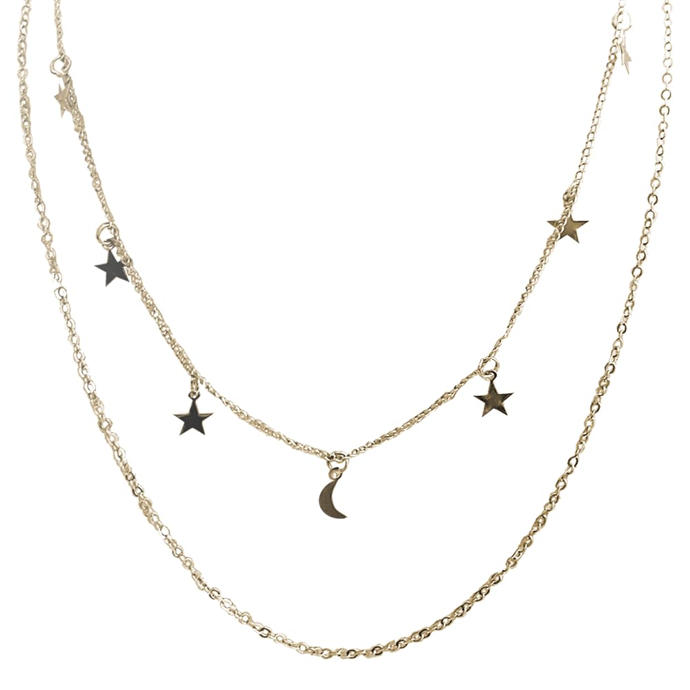 VIE Star & Moon Layered Necklace, Gold