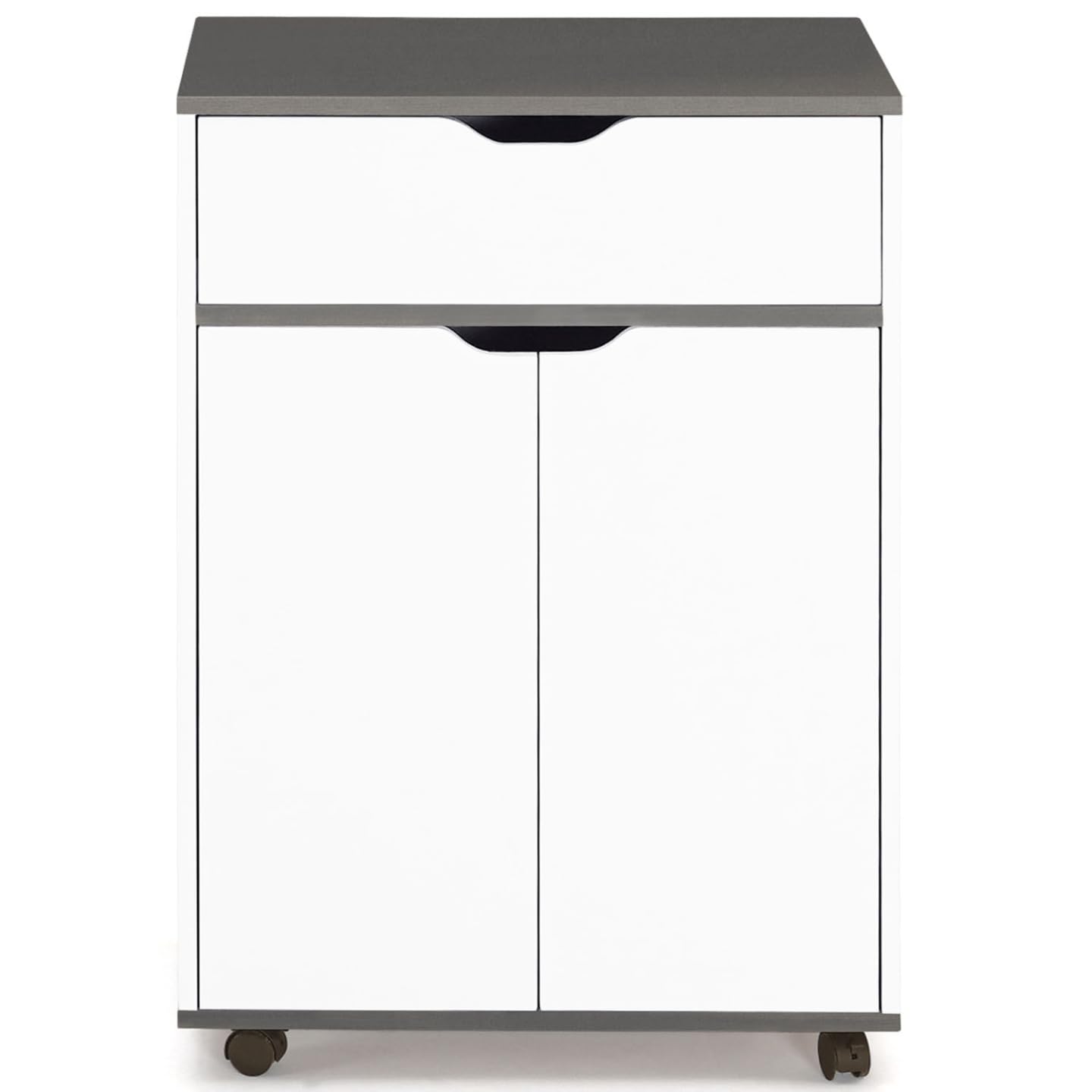 IDMarket - Desserte de cuisine COSY placard avec tiroir bois blanc et plateaux gris L.60 CM