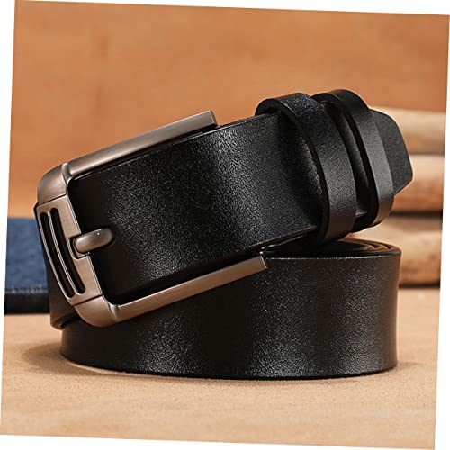 1Pc Adjustable Leather Belt for Men Black Casual Belt with Square Pin Buckle for Daily Wear and Business Occasions2