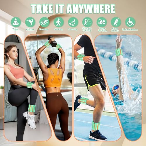 Image of BECOJADDE Ankle Weights for Women Wrist Weights Set of 2 (1 lb /2 lb Each) Adjustable Arm Leg Weight for Womens Men Suitable for Walking Swimming Running Pilates Yoga Gym