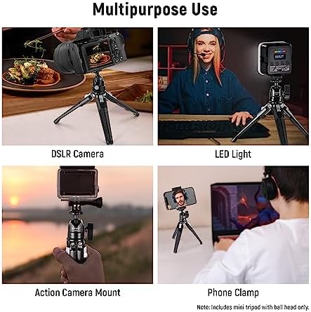 NEEWER Metal Tabletop Mini Tripod with 360° Ball Head, Support Vertical Shooting & Hand Grip, Portable Travel Tripod Stand with 1/4" Screw for Camera SmartPhone Action Cam, Max Load 6.6lb/3kg, TP29