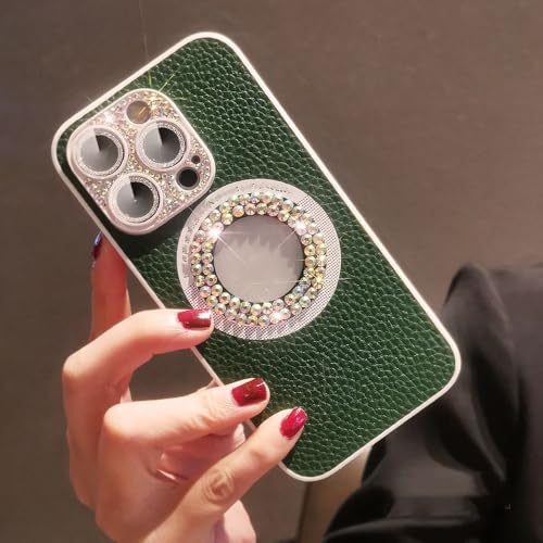 Étui en cuir de luxe pour iPhone 13 chic et strass scintillants