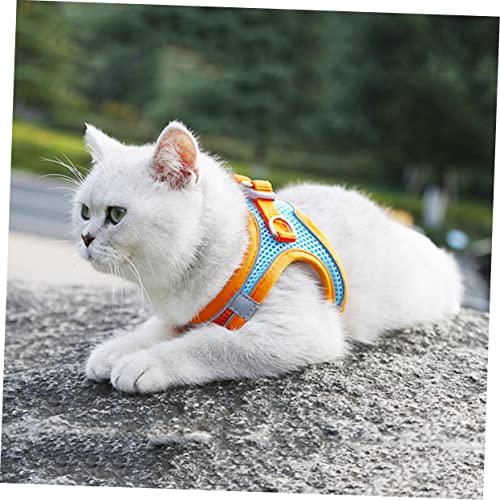 DECHOUS Reflektierende Haustierweste mit Verstellbarem Brustgeschirr Atmungsaktiv und Verschleißfest für Kleine Hunde und Katzen Komfortables Laufgeschirr mit Leine Xs in Orange