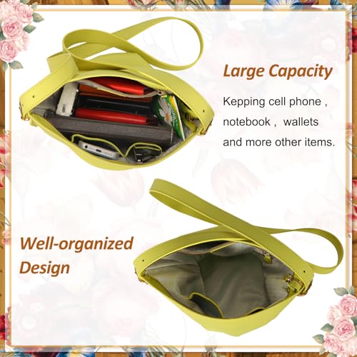 Image of Banuce Fashion Small Leather Crossbody Shoulder Bag for Women Lightweight Satchel Purse and Hobo Handbags Yellow
