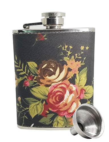UTALY Retro Vintage Liquor Whiskey Hip Flask with Funnel Set 3oz (Black, 3oz)