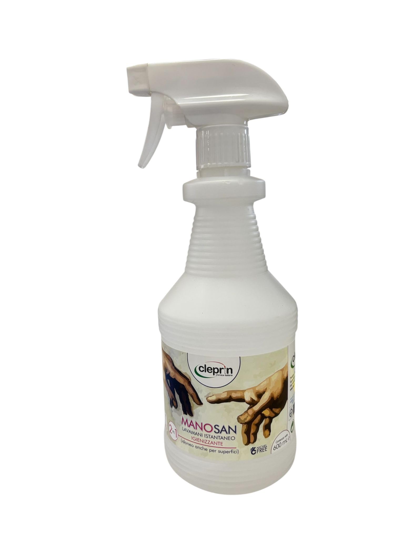 MANO SAN Detergente Igienizzante, Base Alcolica 70%+, Per Mani e Superfici, Spray Istantaneo, Per Tessuti e Mascherine, Formula 100% sicura