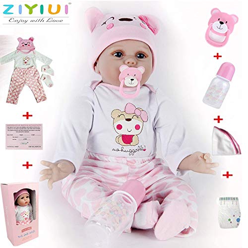 ZIYIUI 22 Pollici 55 cm Bambola Reborn Realistico Bambole Reborn Morbido Silicone Vinilico Reborn Dolls Giocattoli