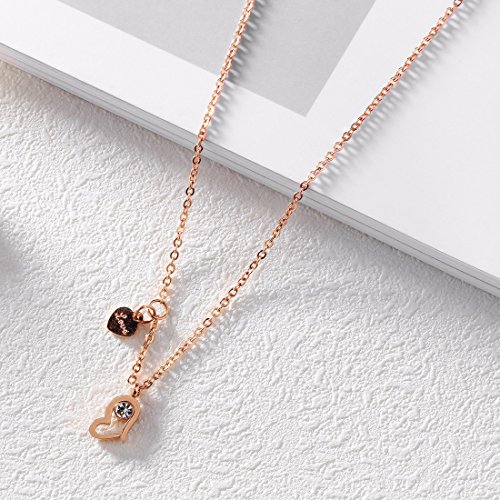 Image of Yellow Chimes Pendant for Women and Girls Rose Gold Pendant Necklace For Women | Staineless Steel Love Heart Pendant Chain | Birthday Anniversary Valentine Gift for Wife Girls Women