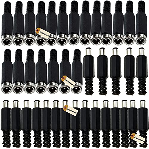 Lsgoodcare 40 piezas Conector DC 5.5MM x 2.1MM macho y hembra miniatura 1