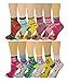 Different Touch 12 Pairs Pack Kids Girls Colorful Creative Fun Novelty Design Crew Socks (4-6, Daily)