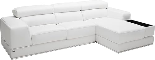 Miniatura 6 de Zuri Furniture Wynn - Sofá modular de cuero negro con reposacabezas ajustables diván derecho