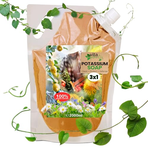 B.O.T cosmetic & wellness Jabon Potasico Solucion Natural para Jardin, Plantas, Frutales y Huerto de Interior y Exterior: Triple Accion: Proteccion, Prevencion y Defensa Natural (2000 ml)