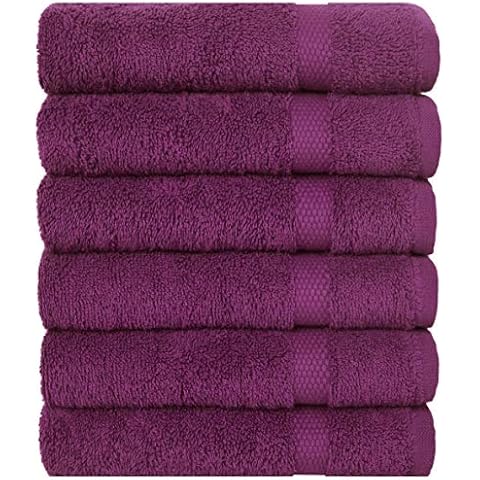 Pleasant Home 6 Pack Hand Towels Set - 16” x 28” - 100% Cotton - 580 GSM - Lightweight Soft & Absorbent - Durable (Violet) Cover