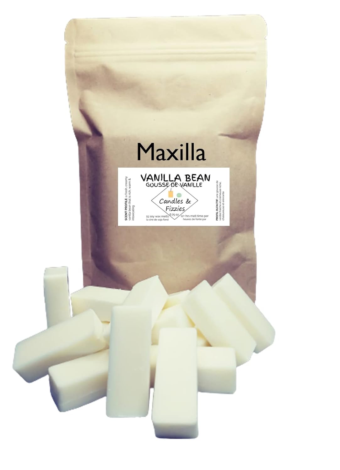 Maxilla Vanilla Bean Soy Wax Melts by Candles and Fizzies Made in