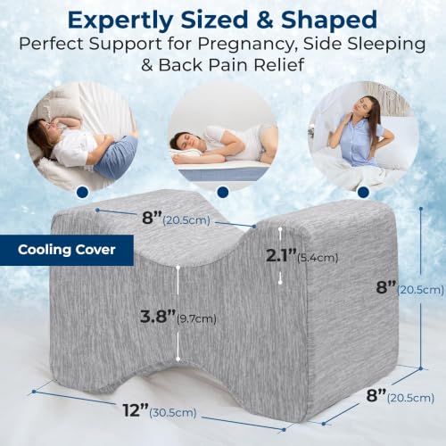 Image of 5 STARS UNITED Large Knee Pillow for Side Sleepers - Hip Pain Relief, Memory Foam Leg Cushion for Side Sleeping - Between Legs Pillow for Sciatica & Lower Back Pain, Arctic Gray