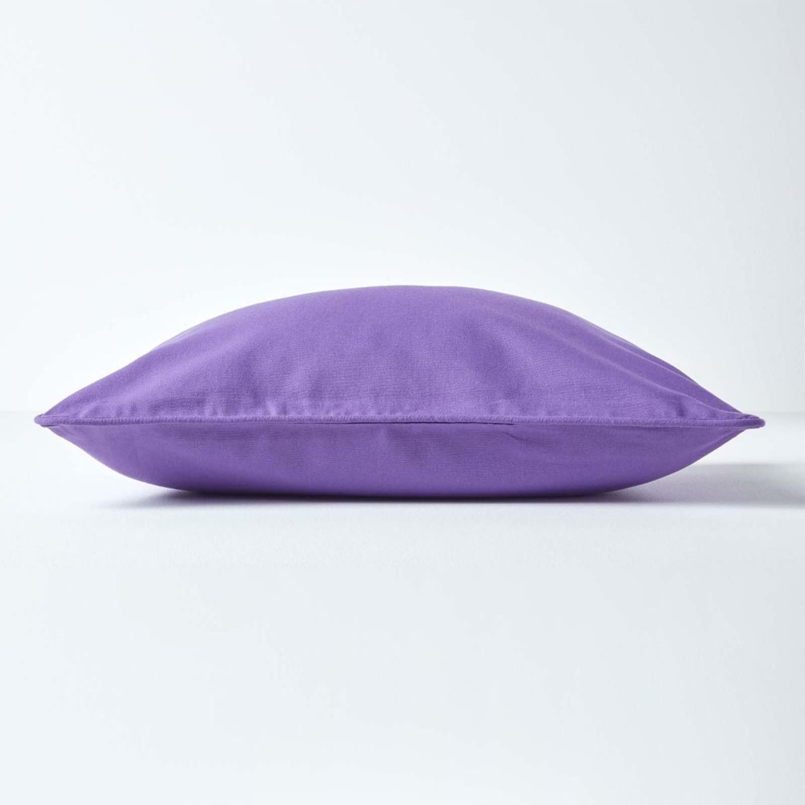 HOMESCAPES, 100% Cotton Plain Purple Large Cushion Cover, 60 x 60 cm Square, 24 x 24 Inches, Deep Purple Damson - Image 2