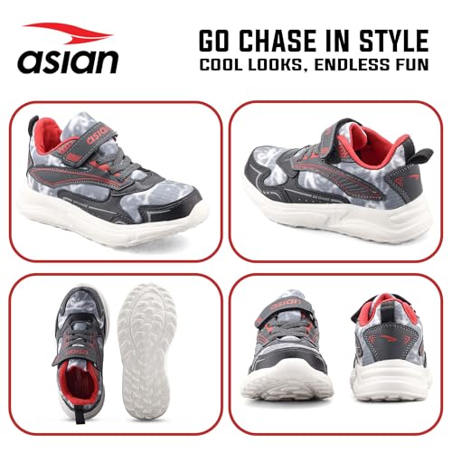 Image of ASIAN Boomer-05 Kids Sports Shoes with Velcro Strap | Lightweight Comfortable Stylish Shoes for Boys & Girls | Durable Grip Sole Casual Running Shoes