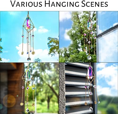 Handmade Crystal Windchime Suncatcher,Glass Rainbow Sun Catcher AB Coating Prism Pendant,Window Hanging Decor
