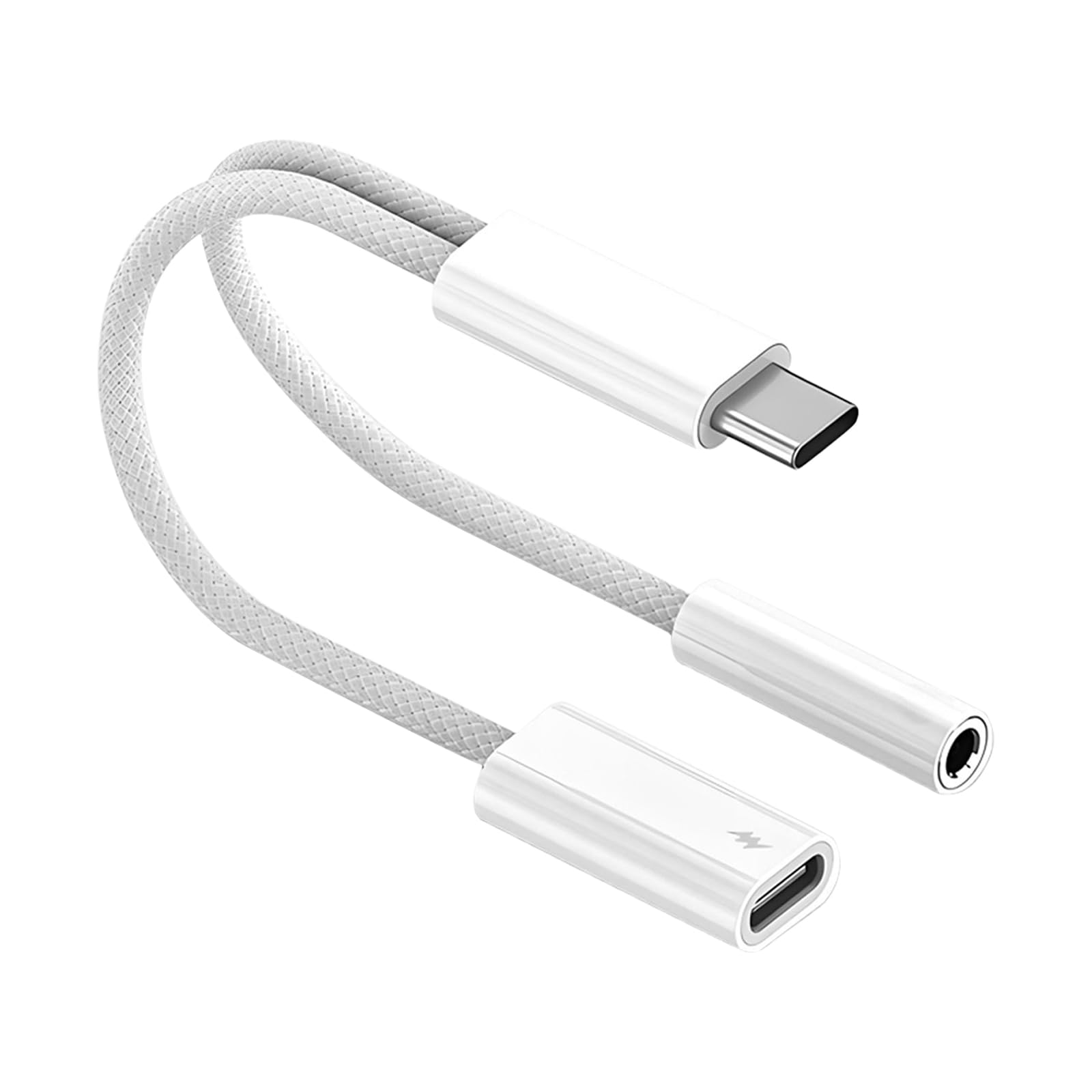 USB C auf 3,5 mm Kopfhörer- und Ladeadapter, 2-in-1 USB Typ C auf AUX-Klinken-Dongle-Kabel mit PD 60 W Schnellladung für iPhone 15, 16, 17 Pro Max Air, Galaxy S23, S24, S25 Ultra, Note 20, iPad Pro (1