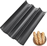Yeria Baguette Backform, Baguetteblech mit Antihaftbeschichtung, Baguetteblech für 3 Baguettes, Brot Backen Zubehör, Brötchen Backform, 38x25cm, für Hausgebrauch, Bäckereien