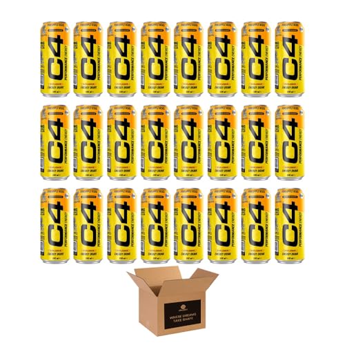 C4 Performance Drink – Sugar Free Energy Drink with Caffeine, Betaine, Taurine & B Vitamins – Pre Workout Flavoured Energy Drink | Low Calorie Soft Drink 500ml – (Pack 24, Pineapple Head)