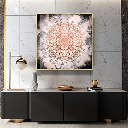 Toile peinture abstraite rose nuit mandala gravures de qualité supérieure pour décoration