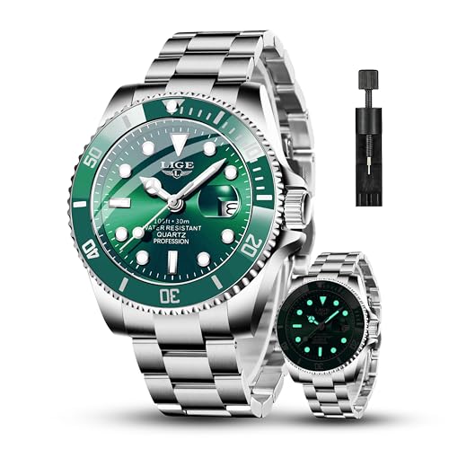 Image of LIGE Fashion Watches for Men Stainless Steel Business Dress Watch Waterproof Analog Quartz Watch with Luminous Date Display Manl Wrist Watch