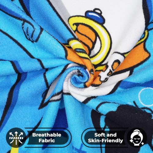 Image of Kids Poncho Towel 120x60 CM, Shark Pirate, Aqua Blue