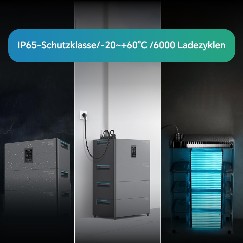 Marstek Jupiter C Plus Balkonkraftwerk mit Speicher & Wechselrichter, 0% MwSt, 2.56kWh LFP-Akku, App-Steuerung, 4 MPPT 2.4kW PV-Eingangsleistung/800W On-Grid-Ausgang, IP65, Plug&Play, 6000 Ladezyklen