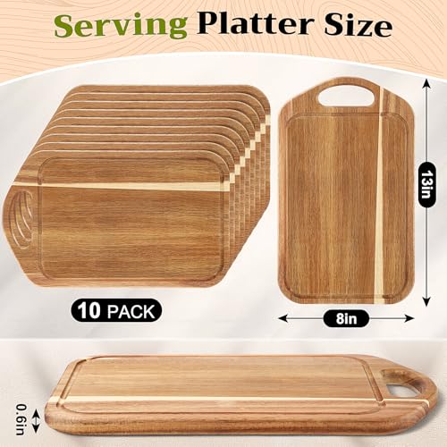 Juego de 10 tablas de cortar de madera Acacia con mango miniatura 2