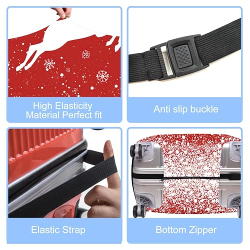 Image of Luggage Cover Suitcase Protector - Christmas & Cute Animal Travel Sleeve, Stretchable Waterproof Baggage Cover,M