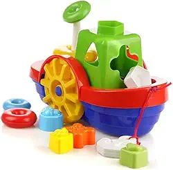 Brinquedo Educativo Barco Didático com Blocos e Ancho, Merco Toys, Multicor