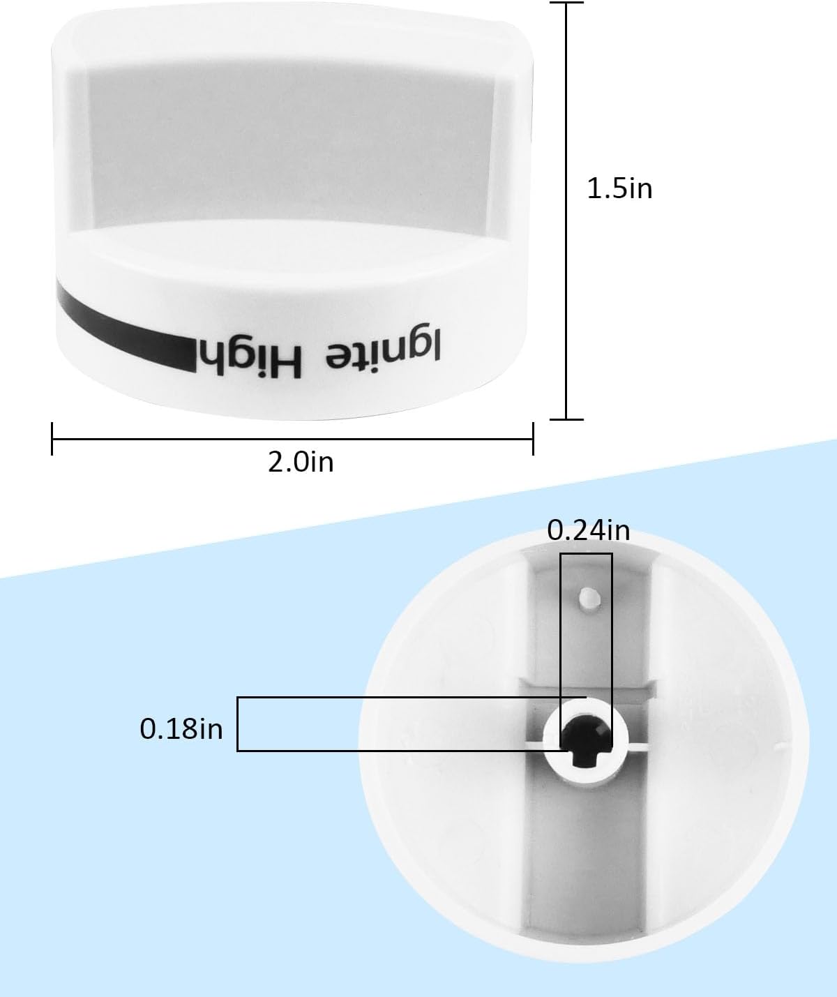 4Pack Fit for Whirlpool Gas Stove Knobs Replace #WPW10339443 AP6019878 2311009 PS11753189 PS3507189 White Stove Knobs Replacements Range Oven Knobs Part Upgraded