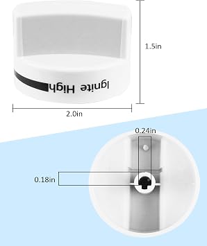 4Pack Fit for Whirlpool Gas Stove Knobs Replace #WPW10339443 AP6019878 2311009 PS11753189 PS3507189 White Stove Knobs Replacements Range Oven Knobs Part Upgraded