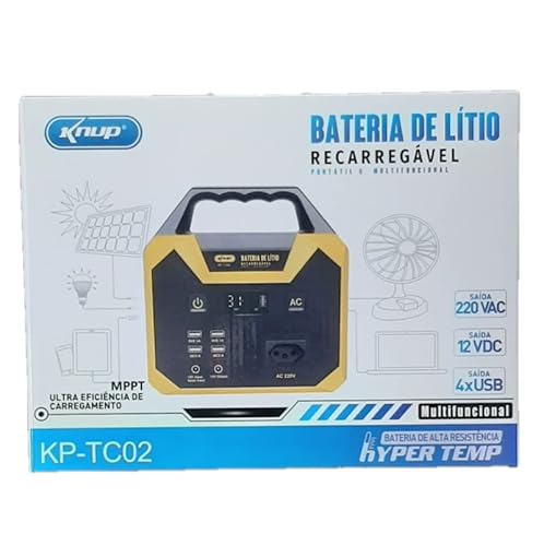 BATERIA DE LITIO RECARREGAVEL SOLAR PORTATIL MULTI KP-TC02 220V