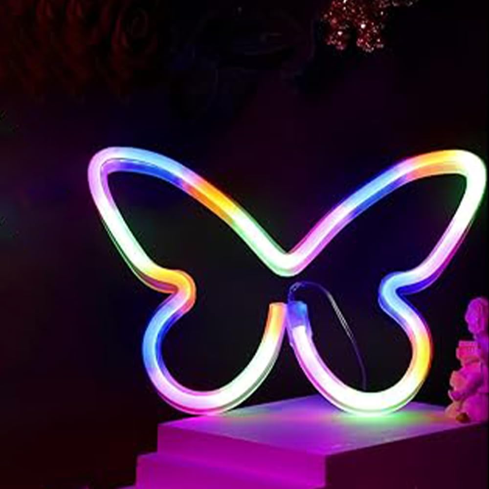 2 Luci Neon A Farfalla LED - Insegna Decorativa Per Camera Da Letto, Con Alimentazione USB O Batterie - Foto 4