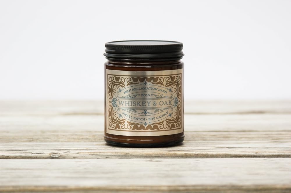 Milk Reclamation Barn Whiskey Oak Scented Distillery Jar Candle, 7 Oz, Home Fragrance Accessories