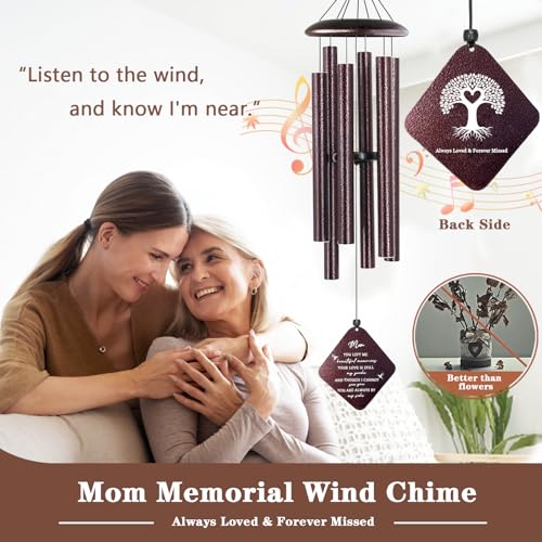 Image of Sympathy Gifts for Loss of Mom, 32 inch Memorial Wind Chimes for Loss of Mother, Windchimes, Condolence Bereavement Gifts in Memory of Mom (Bronze)