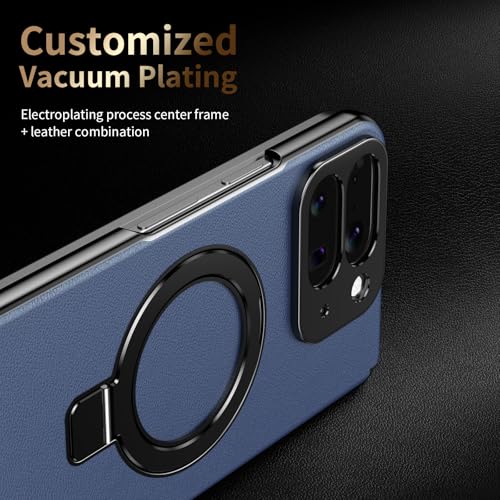 Coque Pixel 10 Pro Fold en cuir bleu avec protection charnière et support - 7